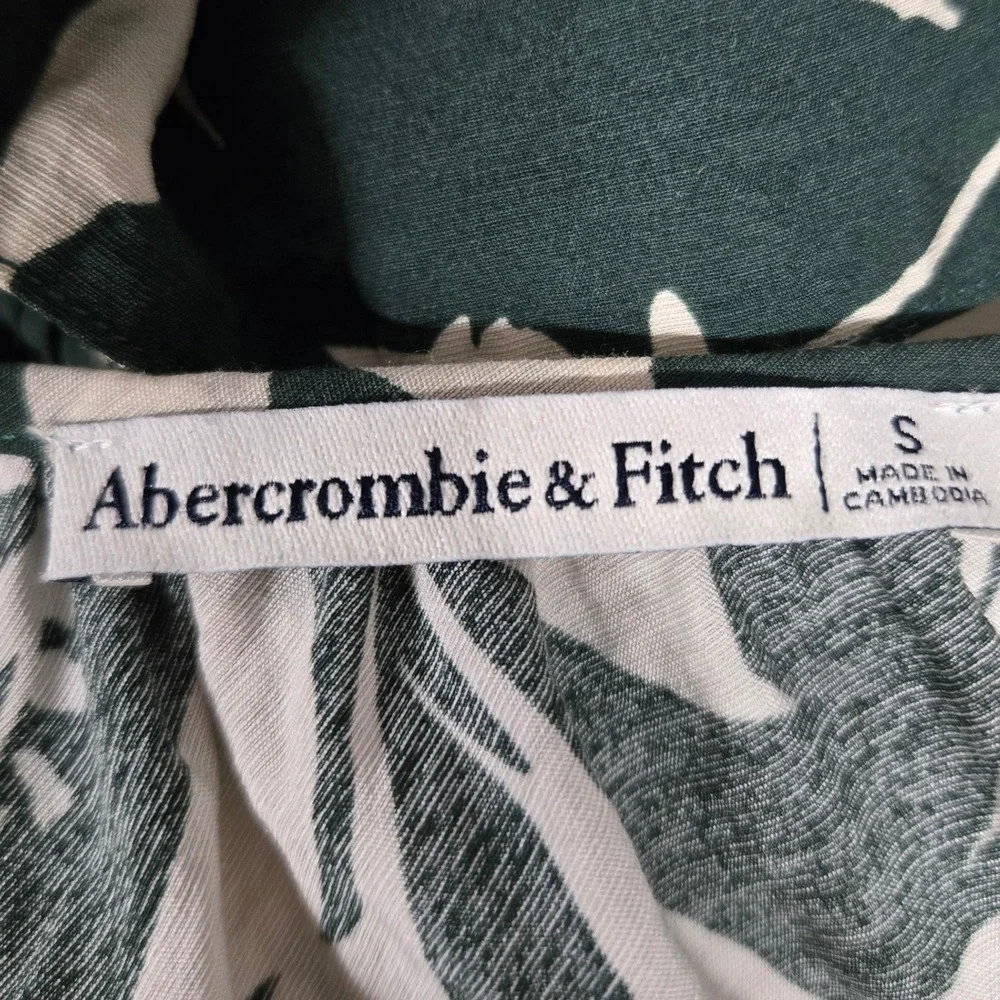 Abercrombie & Fitch Floral Print Cut-Out Maxi Dress Tropical Green Womens Size S